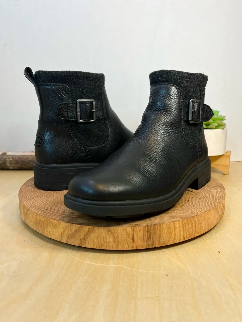 UGG Women's Harrison Moto boots in black leather size 7